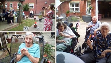 Stockport care home welcomes garden entertainer